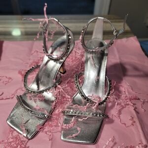 Marc Fisher Silver Strappy Heels (No Box)